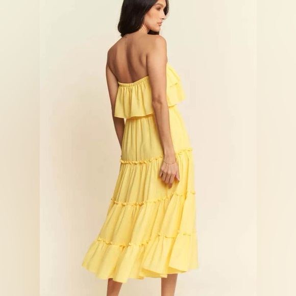 Yellow Ruffle Strapless Dress - Picture 2 of 5